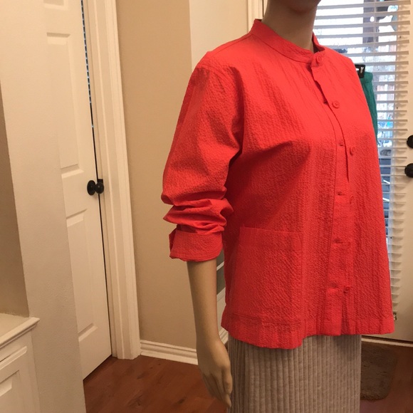 Organic Cotton watermelon Pucker Mandarin Collar Jacket - Sz L - Picture 7 of 11